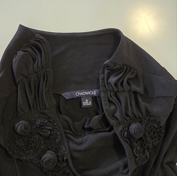 Chadwicks Black Strapless Mini Dress with Floral Accents Size S - Picture 3 of 8